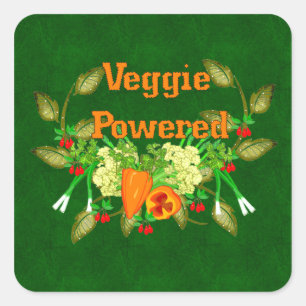 Pegatina Cuadrada Veggie Powered