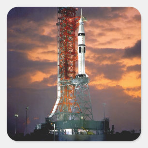 Pegatina Cuadrada Vehículo de lanzamiento del Apolo Soyuz de la NASA