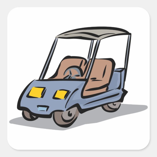 Pegatina Cuadrada Vehículo deportivo Golf Cart Fun (Anverso)