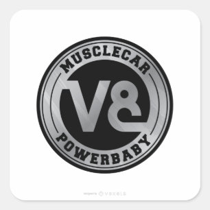 Pegatina Cuadrada Vehículo muscular V8