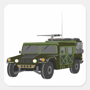 Pegatina Cuadrada Vehículo táctico todoterreno Humvee militar