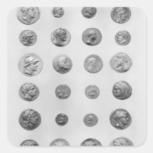 Pegatina Cuadrada Veinticuatro monedas