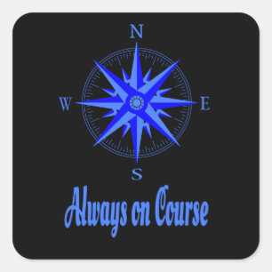 Pegatina Cuadrada Vela - Camisa De Abrújula Siempre En Curso