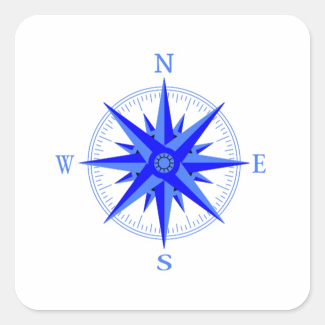 Pegatina Cuadrada Vela - Camisas Náuticas Rosa Viento (Anverso)