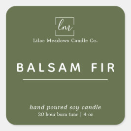 Pegatina Cuadrada Vela de logotipo verde Sage moderno simple