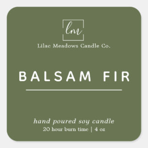 Pegatina Cuadrada Vela de logotipo verde Sage moderno simple