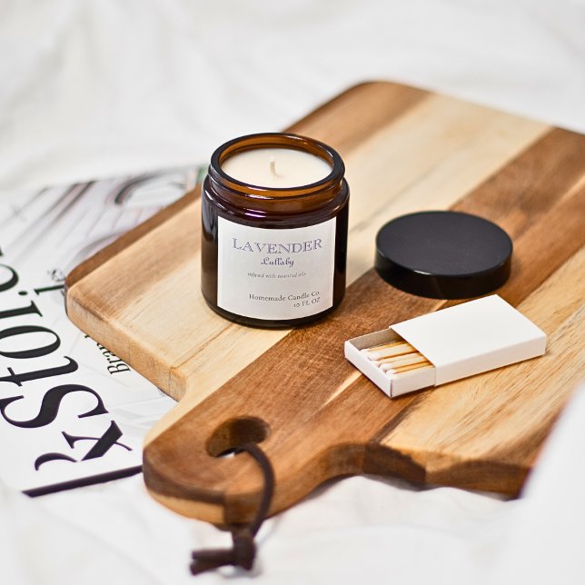 Pegatina Cuadrada Vela de Nanas de Lavanda Moderna Simple (Simple Modern Lavender Name Candle Square Sticker)