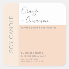 Pegatina Cuadrada Vela de soja con tipografía de bloque de color ele