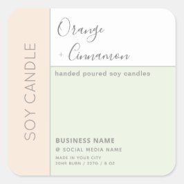 Pegatina Cuadrada Vela de soja con tipografía simple y elegante de b