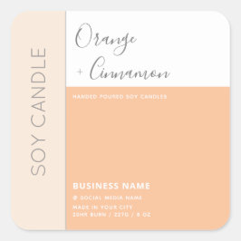 Pegatina Cuadrada Vela de soja de tipografía de bloque de color eleg