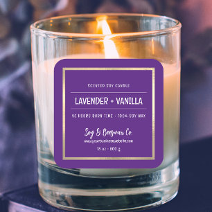 Pegatina Cuadrada Vela de soja minimalista perfumada de cera morada