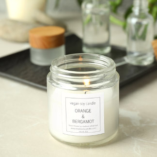 Pegatina Cuadrada Vela de soja | Simple minimalista gris y blanco 3 