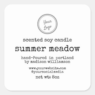 Pegatina Cuadrada Vela de soja   Texto de máquina de escribir  Añadi
