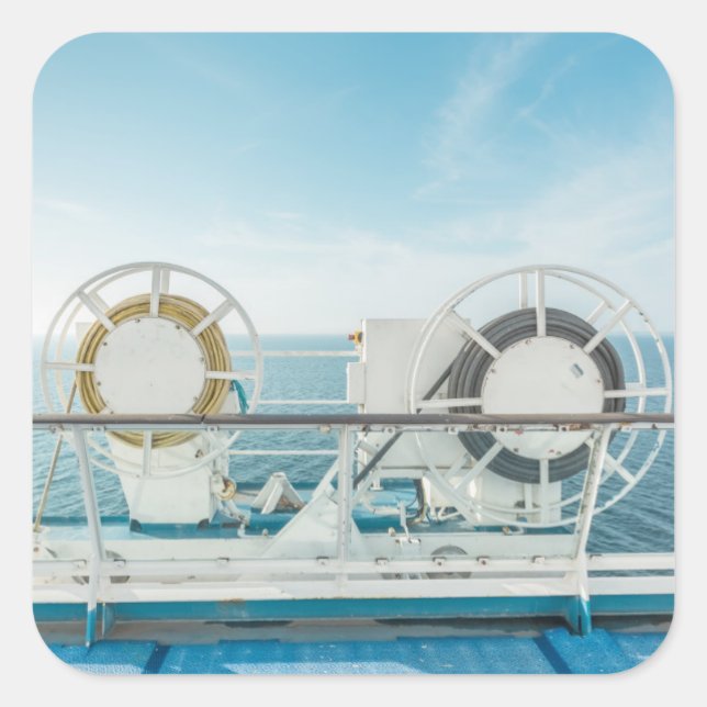 Pegatina Cuadrada Vela De Un Buque De Cruceros (Anverso)