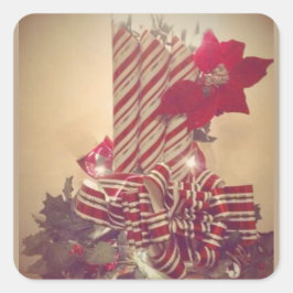 Pegatina Cuadrada Vela feriada beribbonada