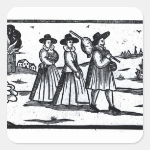 Pegatina Cuadrada Vela fijada peregrinos en el Mayflower