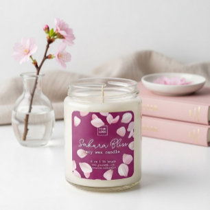 Pegatina Cuadrada Vela personalizada de cera de soja Sakura Bliss