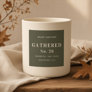 Pegatina Cuadrada Vela personalizada de otoño verde oliva Gathered N