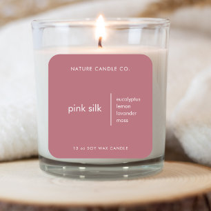 Pegatina Cuadrada Vela Personalizado rosa y blanco elegante