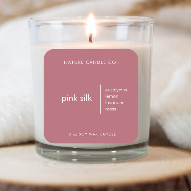 Pegatina Cuadrada Vela Personalizado rosa y blanco elegante (Subido por el creador)