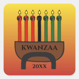 Pegatina Cuadrada Velas de Kwanzaa