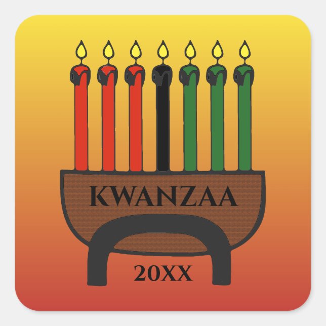 Pegatina Cuadrada Velas de Kwanzaa (Anverso)