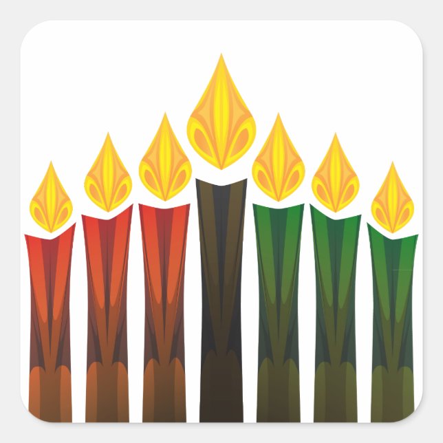 Pegatina Cuadrada velas de kwanzaa (Anverso)