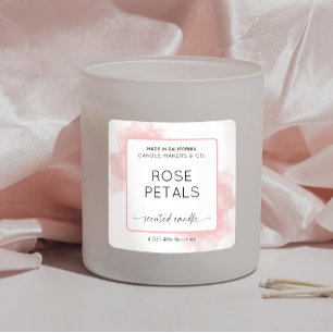 Pegatina Cuadrada Velas de letra de guiones de color rosa femenino