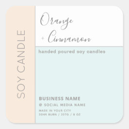 Pegatina Cuadrada Velas de soja con tipografía de bloque de color el