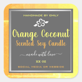 Pegatina Cuadrada Velas de soja modernas Etiquetas de embalaje Naran