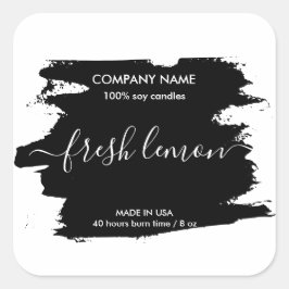 Pegatina Cuadrada Velas Minimalistas simples modernas de soja negro 