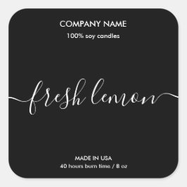 Pegatina Cuadrada Velas Minimalistas simples modernas de soja negro 