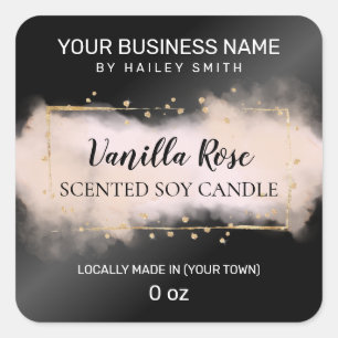 Pegatina Cuadrada Velas modernas de soja negras y rosas