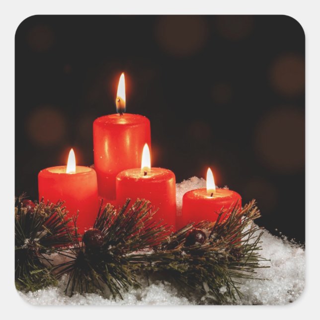Pegatina Cuadrada Velas navidades (Anverso)