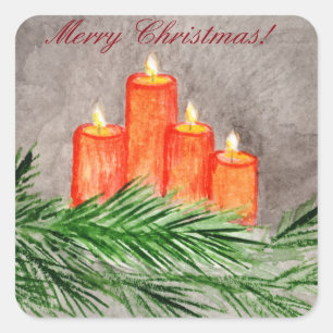 Pegatina Cuadrada Velas navidades
