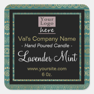 Pegatina Cuadrada Velas pintadas a mano Elegante su logo