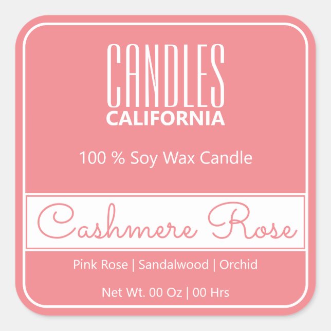 Pegatina Cuadrada Velas rosadas de borde cuadrado moderno simple (Anverso)