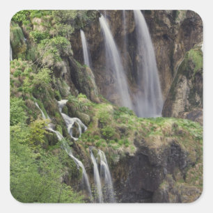 Pegatina Cuadrada Veliki Slap (Catarata) Parque Nacional de los Lago