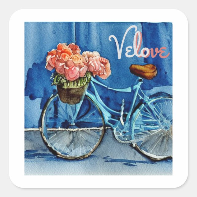 Pegatina Cuadrada Velo Love Cycling (Anverso)