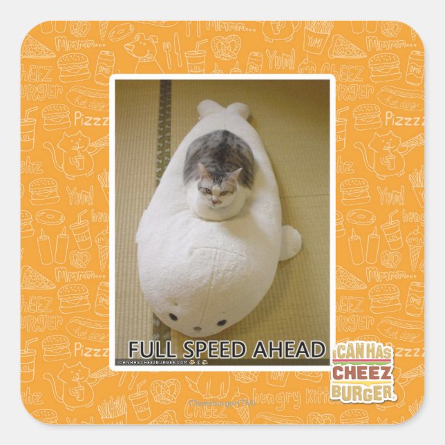 Pegatina Cuadrada Velocidad completa por delante (Anverso)