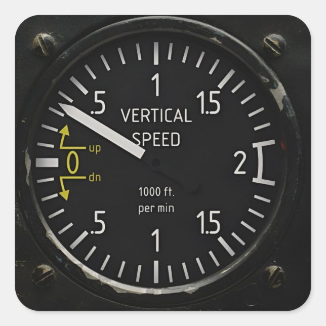 Pegatina Cuadrada Velocidad vertical del instrumento de aviación de  (Anverso)