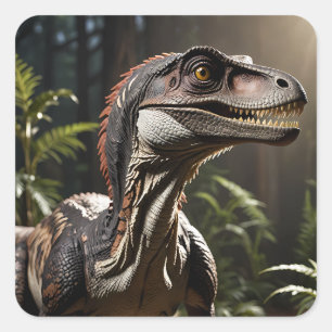 Pegatina Cuadrada Velociraptor
