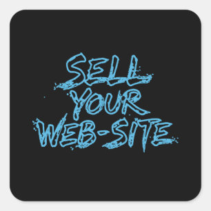 Pegatina Cuadrada Vende tu sitio web Tipografía angustiado azul