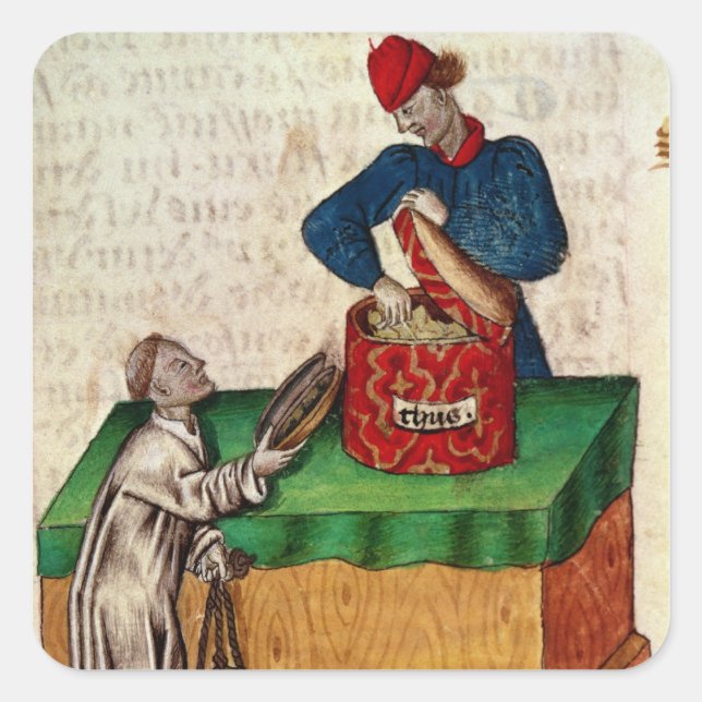 Pegatina Cuadrada Vendedor de ingresos (Anverso)