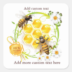 Pegatina Cuadrada Vendedor de Miel de Abeja Apicultor Apiarista