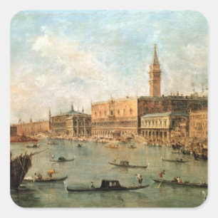 Pegatina Cuadrada Venecia: El Molo del dux el palacio y de los vagos