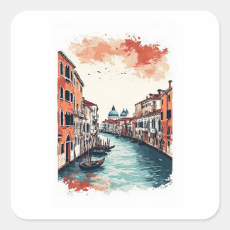 Pegatina Cuadrada Venecia, Italia 