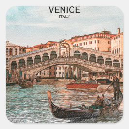 Pegatina Cuadrada Venecia Italia Gondola City Canal View