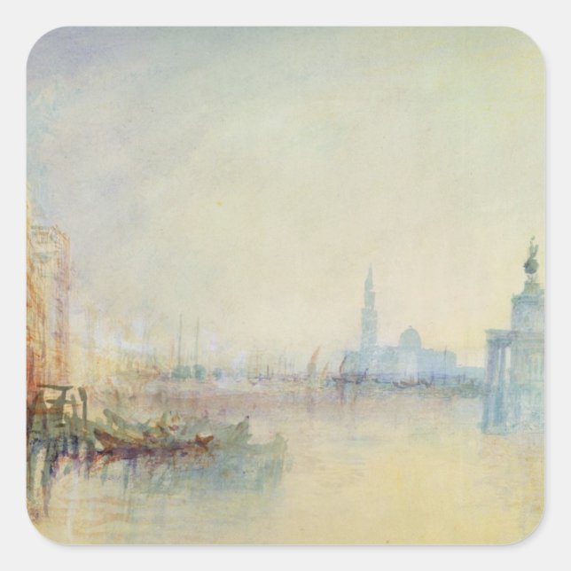 Pegatina Cuadrada Venecia, la boca del Gran Canal, c.1840 (c/c (Anverso)