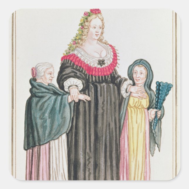 Pegatina Cuadrada Venetian Courtesan (Anverso)